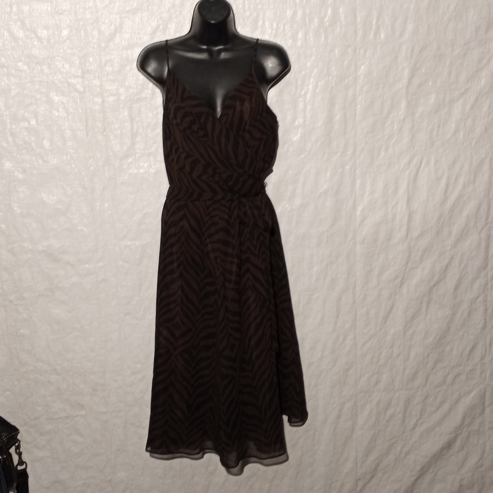 TALBOTS Silk Brown & Black Animal Print (tiger/zebra) Dress, sz 10 - Picture 5 of 5
